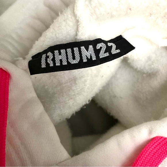 Rhum 22 White Smiley Face Cross Hoodie Bold Colourful Design Streetwear Size L - Picture 3 of 6